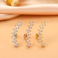 Fashion Wings Flower Stainless Steel Copper Plating Inlay Zircon Ear Studs 1 Piece sku image 5