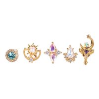 Fashion Water Droplets Flower Stainless Steel Copper Plating Inlay Zircon Ear Studs 1 Piece main image 3