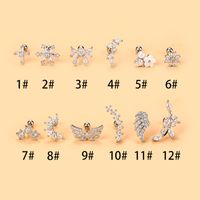 Fashion Wings Flower Stainless Steel Copper Plating Inlay Zircon Ear Studs 1 Piece main image 1