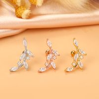 Fashion Wings Flower Stainless Steel Copper Plating Inlay Zircon Ear Studs 1 Piece sku image 20