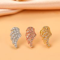 Fashion Wings Flower Stainless Steel Copper Plating Inlay Zircon Ear Studs 1 Piece sku image 19