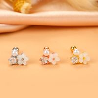 Fashion Wings Flower Stainless Steel Copper Plating Inlay Zircon Ear Studs 1 Piece sku image 18