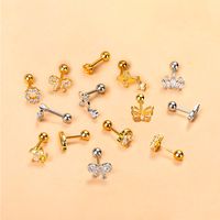 Simple Style Feather Butterfly Stainless Steel Copper Plating Inlay Zircon Ear Studs 1 Piece main image 1