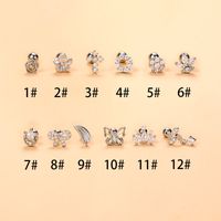 Simple Style Feather Butterfly Stainless Steel Copper Plating Inlay Zircon Ear Studs 1 Piece main image 5