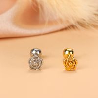 Simple Style Feather Butterfly Stainless Steel Copper Plating Inlay Zircon Ear Studs 1 Piece sku image 3