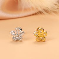 Simple Style Feather Butterfly Stainless Steel Copper Plating Inlay Zircon Ear Studs 1 Piece sku image 4