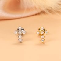 Simple Style Feather Butterfly Stainless Steel Copper Plating Inlay Zircon Ear Studs 1 Piece sku image 16