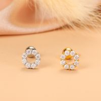Simple Style Feather Butterfly Stainless Steel Copper Plating Inlay Zircon Ear Studs 1 Piece sku image 8
