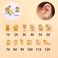 Simple Style Feather Butterfly Stainless Steel Copper Plating Inlay Zircon Ear Studs 1 Piece main image 2