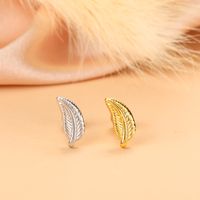 Simple Style Feather Butterfly Stainless Steel Copper Plating Inlay Zircon Ear Studs 1 Piece sku image 10