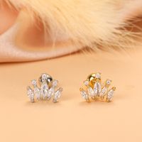 Simple Style Feather Butterfly Stainless Steel Copper Plating Inlay Zircon Ear Studs 1 Piece sku image 22