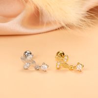 Simple Style Feather Butterfly Stainless Steel Copper Plating Inlay Zircon Ear Studs 1 Piece sku image 20