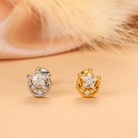Simple Style Feather Butterfly Stainless Steel Copper Plating Inlay Zircon Ear Studs 1 Piece sku image 15