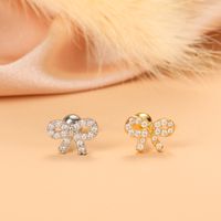Simple Style Feather Butterfly Stainless Steel Copper Plating Inlay Zircon Ear Studs 1 Piece sku image 1