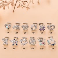 Fashion Heart Shape Butterfly Stainless Steel Copper Plating Inlay Zircon Nose Studs 1 Piece main image 3