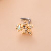 Fashion Heart Shape Butterfly Stainless Steel Copper Plating Inlay Zircon Nose Studs 1 Piece sku image 18