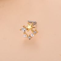 Fashion Heart Shape Butterfly Stainless Steel Copper Plating Inlay Zircon Nose Studs 1 Piece sku image 11