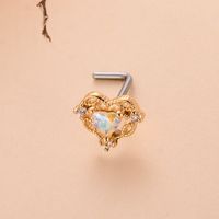 Fashion Heart Shape Butterfly Stainless Steel Copper Plating Inlay Zircon Nose Studs 1 Piece sku image 14