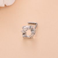 Fashion Heart Shape Butterfly Stainless Steel Copper Plating Inlay Zircon Nose Studs 1 Piece sku image 1
