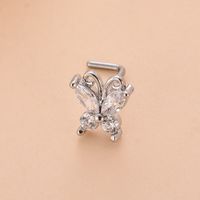 Fashion Heart Shape Butterfly Stainless Steel Copper Plating Inlay Zircon Nose Studs 1 Piece sku image 6