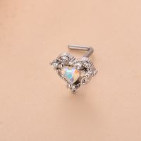 Fashion Heart Shape Butterfly Stainless Steel Copper Plating Inlay Zircon Nose Studs 1 Piece sku image 4