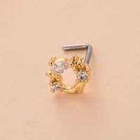 Fashion Heart Shape Butterfly Stainless Steel Copper Plating Inlay Zircon Nose Studs 1 Piece sku image 10