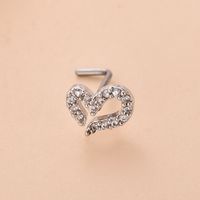 Fashion Heart Shape Butterfly Stainless Steel Copper Plating Inlay Zircon Nose Studs 1 Piece sku image 8