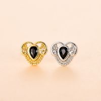 Fashion Heart Shape Stainless Steel Copper Plating Inlay Zircon Nose Studs 1 Piece sku image 1