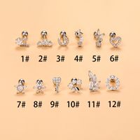 Fashion Star Heart Shape Stainless Steel Copper Plating Inlay Zircon Ear Studs 1 Piece main image 6