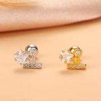 Fashion Star Heart Shape Stainless Steel Copper Plating Inlay Zircon Ear Studs 1 Piece main image 5