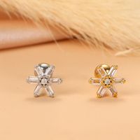 Fashion Star Heart Shape Stainless Steel Copper Plating Inlay Zircon Ear Studs 1 Piece sku image 9
