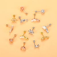 Simple Style Cross Flower Stainless Steel Copper Plating Inlay Zircon Ear Studs 1 Piece main image 4