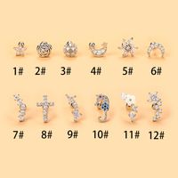 Simple Style Cross Flower Stainless Steel Copper Plating Inlay Zircon Ear Studs 1 Piece main image 1