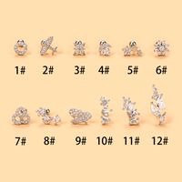 Fashion Flower Airplane Stainless Steel Copper Plating Inlay Zircon Ear Studs 1 Piece main image 1