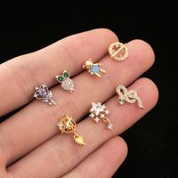 Cute Star Bear Stainless Steel Copper Plating Inlay Zircon Ear Studs 1 Piece main image 4