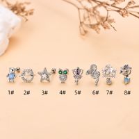 Cute Star Bear Stainless Steel Copper Plating Inlay Zircon Ear Studs 1 Piece main image 5