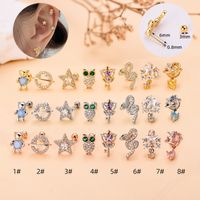 Cute Star Bear Stainless Steel Copper Plating Inlay Zircon Ear Studs 1 Piece main image 1