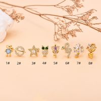Cute Star Bear Stainless Steel Copper Plating Inlay Zircon Ear Studs 1 Piece main image 3