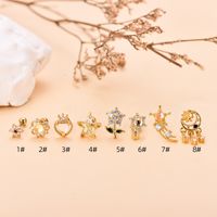 Fashion Star Heart Shape Stainless Steel Copper Plating Inlay Zircon Ear Studs 1 Piece main image 5