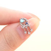 Fashion Star Heart Shape Stainless Steel Copper Plating Inlay Zircon Ear Studs 1 Piece main image 2