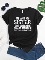 Mujeres Camiseta De Manga Corta Manga Corta Camisetas Impresión Estilo Simple Letra sku image 17