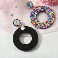 1 Pair Vacation Circle Plastic Epoxy Beads Silver Plated Women's Drop Earrings main image 3