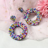 1 Pair Vacation Circle Plastic Epoxy Beads Silver Plated Women's Drop Earrings main image 4