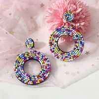 1 Pair Vacation Circle Plastic Epoxy Beads Silver Plated Women's Drop Earrings main image 5