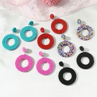 1 Pair Vacation Circle Plastic Epoxy Beads Silver Plated Women's Drop Earrings main image 6