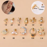 Simple Style Moon Copper Plating Inlay Zircon Ear Studs 1 Piece main image 1