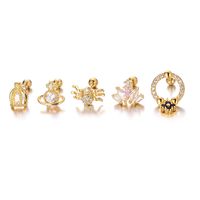 Simple Style Moon Copper Plating Inlay Zircon Ear Studs 1 Piece main image 4