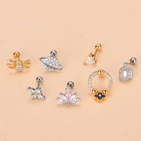 Simple Style Moon Copper Plating Inlay Zircon Ear Studs 1 Piece main image 3