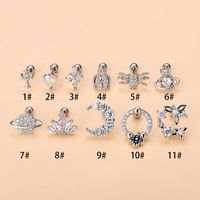 Simple Style Moon Copper Plating Inlay Zircon Ear Studs 1 Piece main image 2
