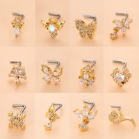Simple Style Heart Shape Stainless Steel Plating Zircon Nose Studs 1 Piece main image 5
